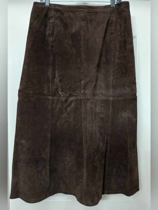 Roth LeCover - California Dresses & Skirts - Vintage Roth LeCover - California Chocolate Brown Rustic Suede A-Line Skirt